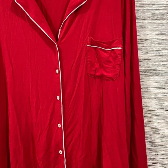 Victorias Secret Red Long Sleeve Button-Up Pajama Top XXL Soft Cotton-Blend - Picture 2 of 4